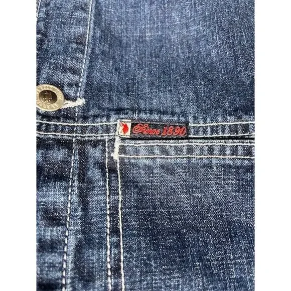 Vtg US Polo Assn Denim Blue Jean Jacket Front Pockets Trucker Mens L - Picture 4 of 12